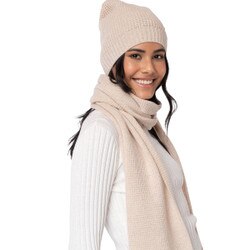 Alashan Cashmere Plush Waffle Stitch Beanie Women's in Natural